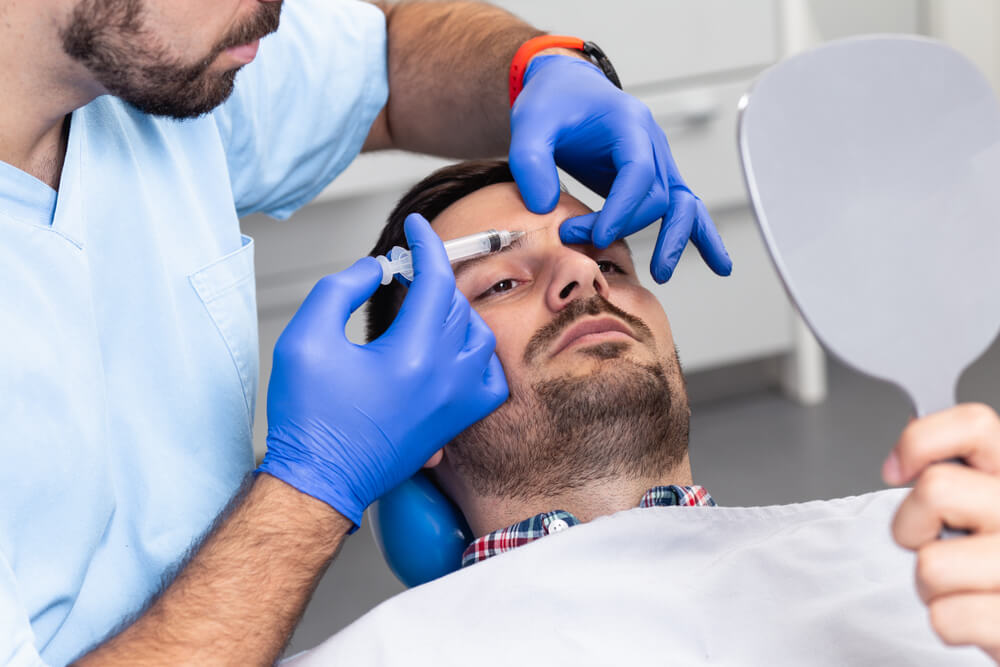 man receiving botox